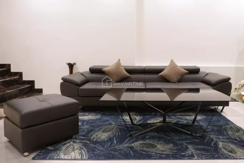 Phòng khách sang trọng với mẫu sofa da Ciara