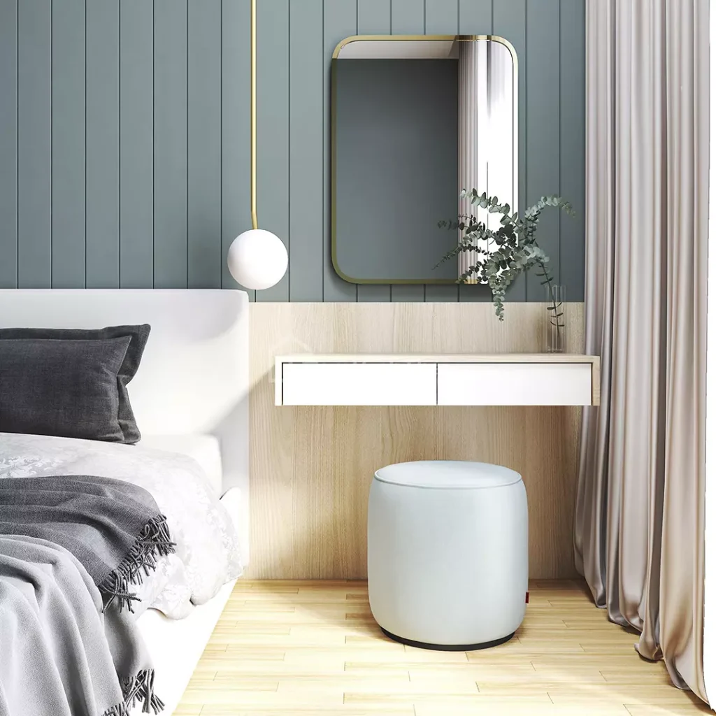 Ghế đôn sofa có thể kết hợp cùng bàn trang điểm đẹp 