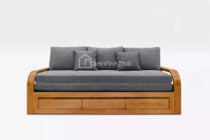 Mẫu sofa giường gỗ Vivid Oak, chất liệu gỗ sồi cao cấp - Tâm Vĩnh Thái