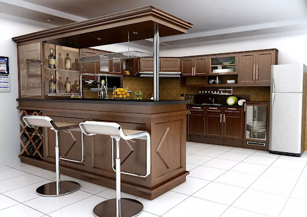 Thiết kế tủ bếp kết hợp quầy bar sang trọng